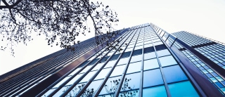 Modern corporate skyscraper representing values-based business growth