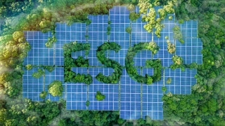 Aerial view of ESG letters representing environmental governance compliance