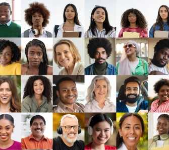 diverse group of remote workers on a video call