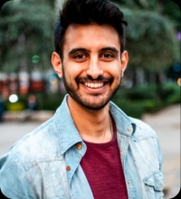 Smiling male content writer