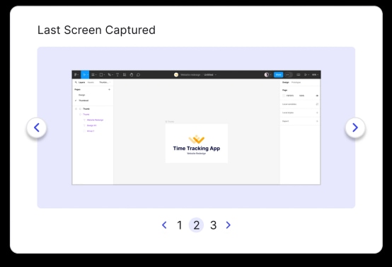 screenshot of time tracking app